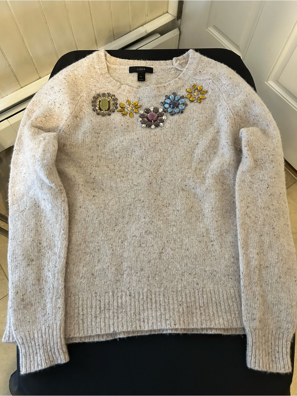 J. Crew Jeweled Donegal Lambswool Embellished Sweater Size Small